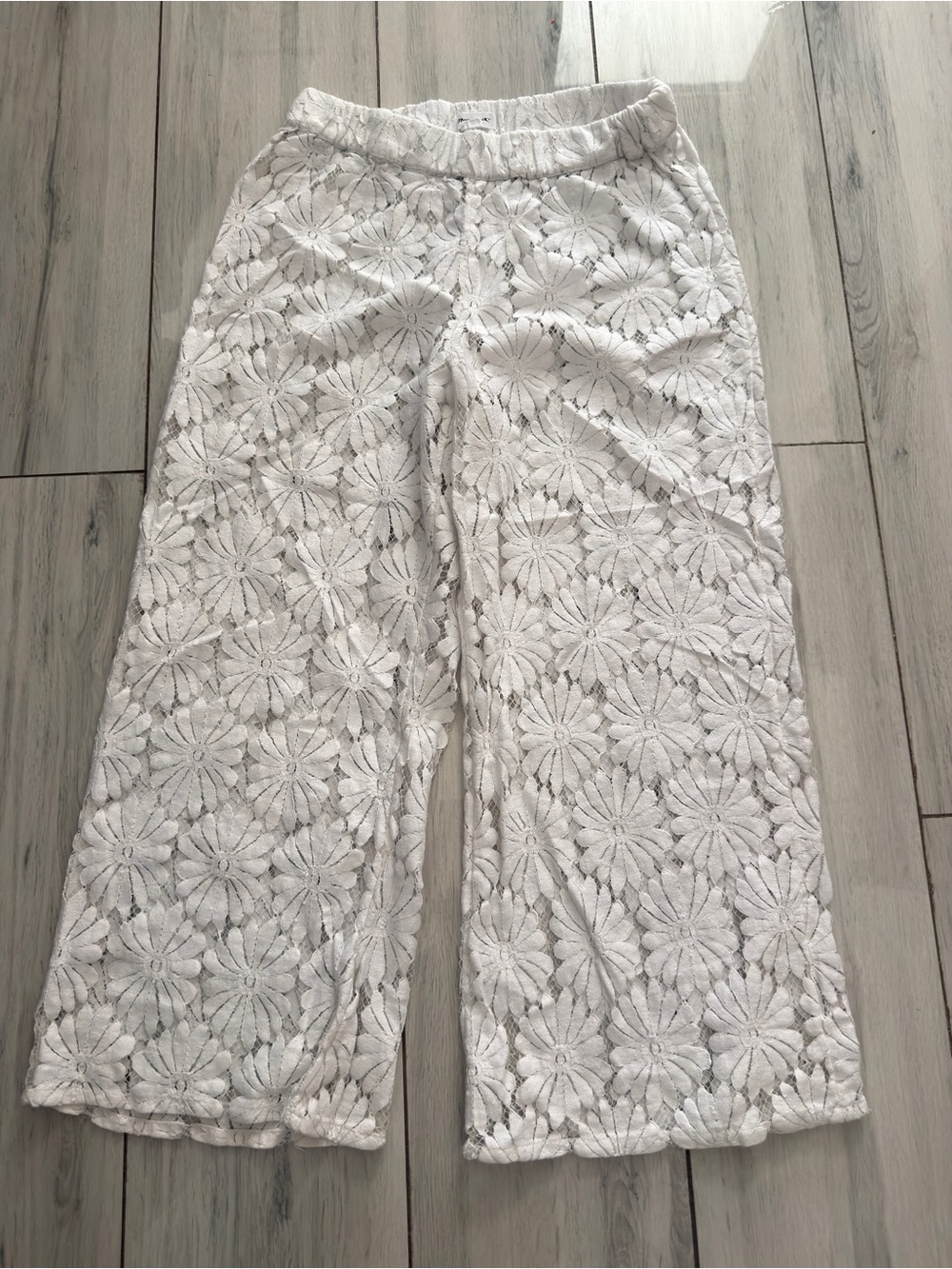 O'Neill White Floral Crochet Wide-Leg Pants